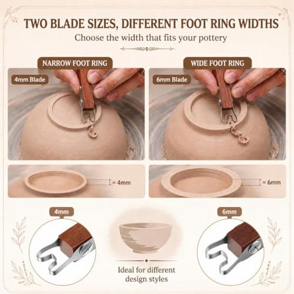 Therwen 2 Pcs Pottery Trimming Tool 4 mm & 6 mm Width, Foot Trimming Style - style: Foot Trimming Style