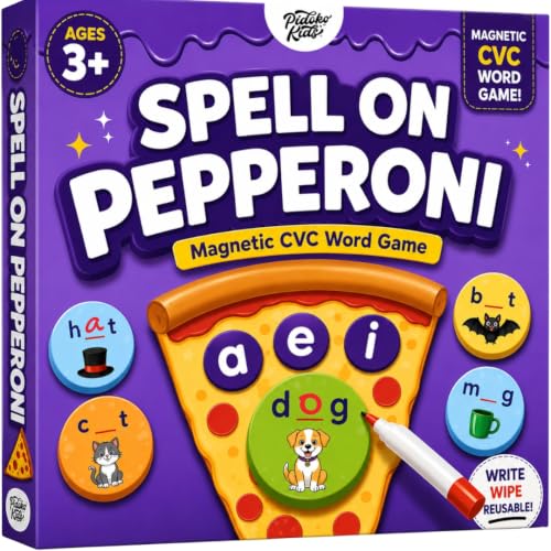 CVC Words on Pepperoni - Learn to Read & Write, Magnetic Phonics Games - size: CVC Word Game