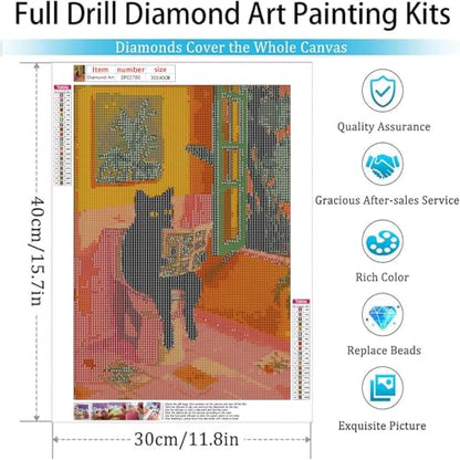 ARPADAMO Diamond Art Kits for Adults,Fun Cat Diamond Painting Kits 12x16in - color: DP02780