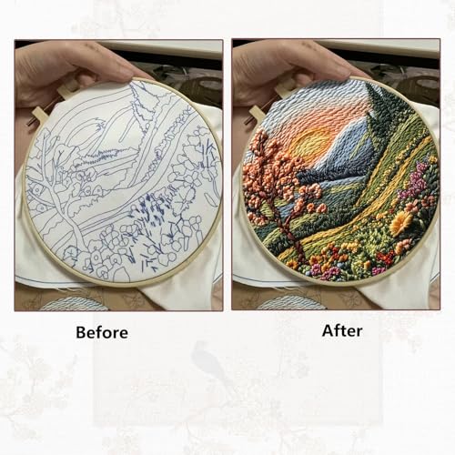 Hzkokon 2 Pack Embroidery Kit for Beginners Adults Cross Stitch Kits Hand Embroidery Kit Includes Stamped Flower Pattern, Hoop, Color Threads,Tools & Follow Instruction - color: Purple