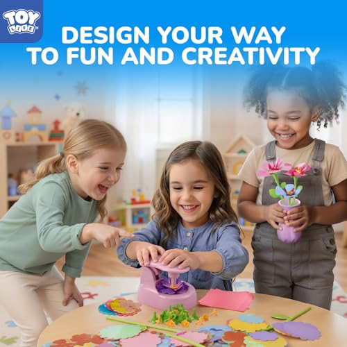 TOY Life DIY Flower Bouquet Craft Kit, Reusable Fabric, Ages 3-12 - color: Pink-16 Pack