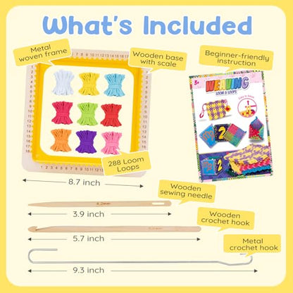 Weaving Loom Kit Toys for Kids and Adults - with Wooden Base Scale Markings - color: Potholder Weaving Loom Loop Refills
