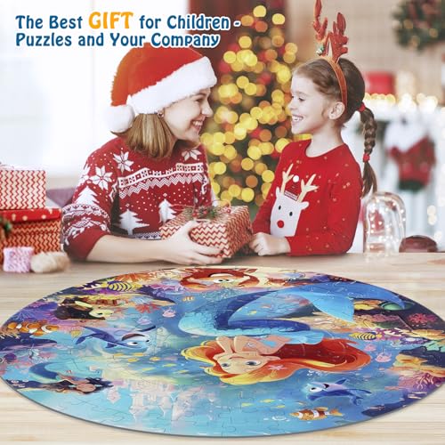 DIGOBAY 70 Piece Mermaid Jigsaw Floor Puzzle for Kids Ages 4-8 with Poster - style: mermaid