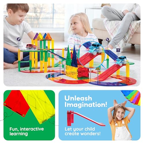 PicassoTiles 6 Piece Ramp Expansion Pack, Magnetic Tile Ramps for STEM Sets - color: 6 Pcs Race Track Ramp