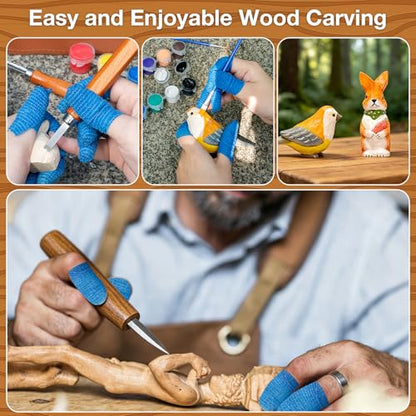 Wood Carving Kit, 37pcs Wood Carving Tools with 12 Color Paint, Wood Whittling Kit with 4pcs Templates & Users Guide for Beginners37Pcs Wood Carving Kit with Storage Bag