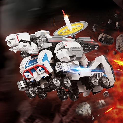 Transform Building Block Set, Lunar Rover Mech Brick Movable Joints Construction Toy 646PCS Creative Collectible Action Figure Model Kit for Kids Ages 6+