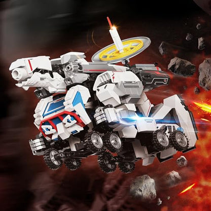 Transform Building Block Set, Lunar Rover Mech Brick Movable Joints Construction Toy 646PCS Creative Collectible Action Figure Model Kit for Kids Ages 6+