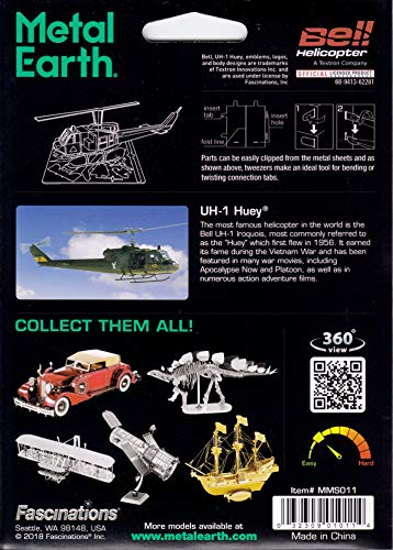 Metal Earth Huey UH-1 Helicopter 3D Metal Model Kit Fascinations - style: Traditional