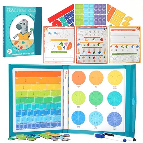 KAK Magnetic Fraction Book 51 Pcs Math Manipulatives Tiles Grades K-5