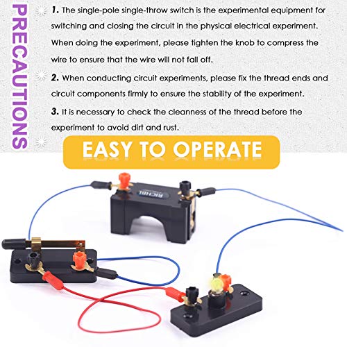 Swpeet 22Pcs Labs Physics Experiment Basic Beginner Circuit Kit, Including Interconnect Circuit Wire, D Battery Holder, Single Pole Single Throw Switch and Miniature Bulb Holder with E10 White Bulb - style: Labs Physics Experiment Kit