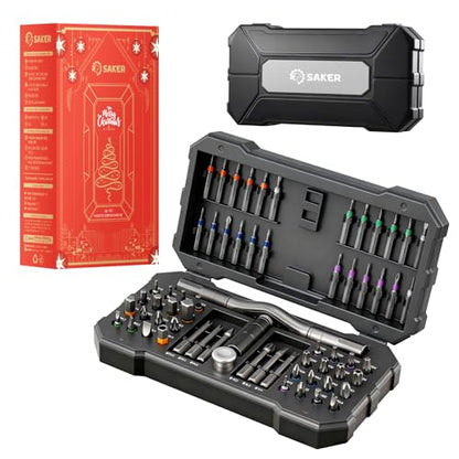 Saker 66 in 1 Magnetic Screwdriver Set,Multi Bit Ratcheting Screwdriver Set with Detachable Handle Portable Repair Tool Kit for Furniture, Electronics, Bike, DIY, Computer,Christmas Gifts - style: 66 in 1 Christmas
