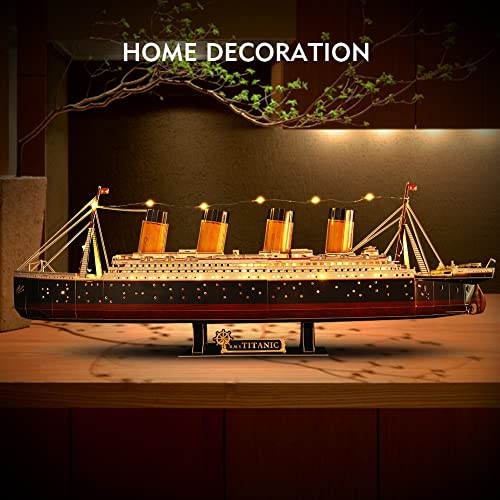 CubicFun Titanic 3D Model Ship Puzzle with LED Lights, 266 Pieces, 88 cm - style: Realistic