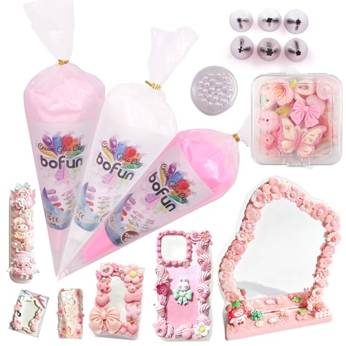 BoFUN Whipped Cream Glue Decoden Cream for DIY Crafts, Phone Case, Jewelry - color: Pink/ Resin