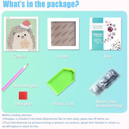 Libfx Diamond Art Kits for Kids with Frame Diamond Art for Girls Boys Beginners Arts and Crafts Birthday Gifts (Christmas Hedgehog) - color: Christmas Hedgehog