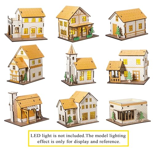 Log Cabin Mini House 3D Wooden Puzzle Model (9-in-1 (B)) - color: 9-in-1 (B)
