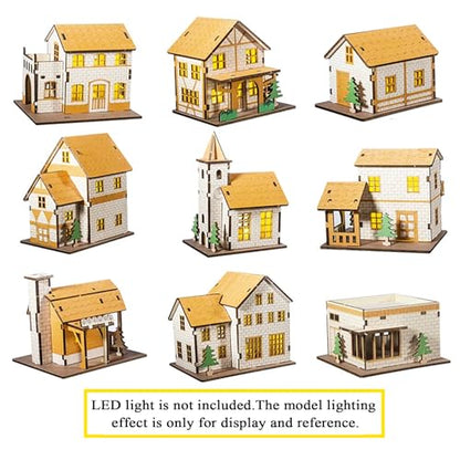 Log Cabin Mini House 3D Wooden Puzzle Model (9-in-1 (B)) - color: 9-in-1 (B)