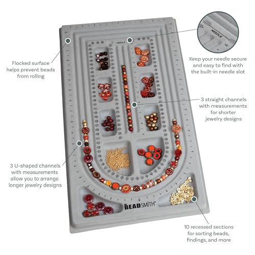 The Beadsmith Bead Board, Grey Flocked - size: 40" - 3 Channel