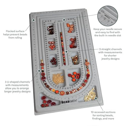 The Beadsmith Bead Board, Grey Flocked - size: 40" - 3 Channel