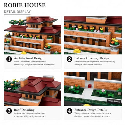 1182Pcs Robie House Chicago Building Set World Landmark Architecture Model Collectible Toy for Kids and Adults - color: Robie House