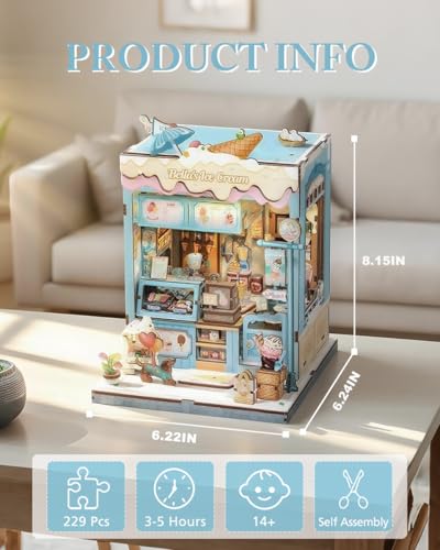 Cutefun Book Nook Kit - DIY Miniature Dollhouse Kit for Adults and Teens - color: Bella's Ice Cream