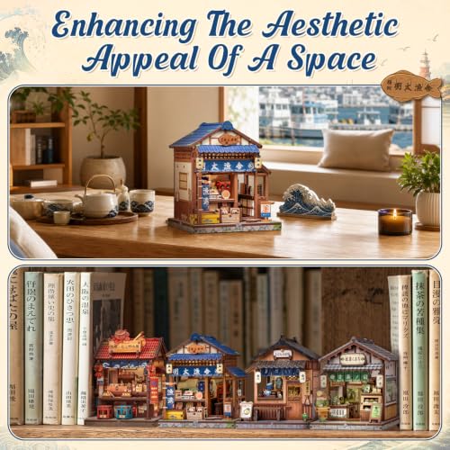 Cutefun DIY Miniature House Kit, 129 Pcs 3D Wooden Puzzle Tiny House - color: Fukuoka Mentaiko Kitchen