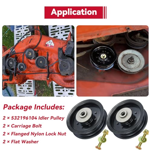 GELASKA 2Pack 532197380 532196104 Idler Pulley for Husqvarna 48" 54" Z254F - color: A4 2x196104