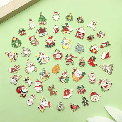 WOCRAFT 100pcs Assorted Enamel Christmas Bracelet Charms for Jewelry Making DIY Necklace Bracelet Keychain Crafting Charms Kit Crafts (SN936) - style: Christmas