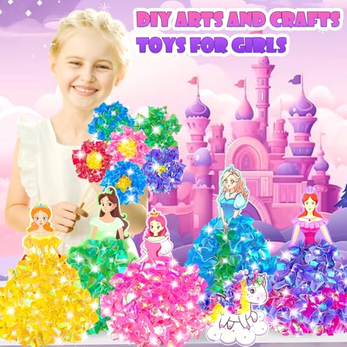 Poke in Fun Art Flower & Princess &Unicorn Craft Kits for Kids,Arts and Crafts for Kids,Mess Free Kids'Paper Craft Kits,DIY Art Supplies Creative Activity Birthday Gifts,Toys for Girls Boys Ages 4-10+ - style: Princess 2