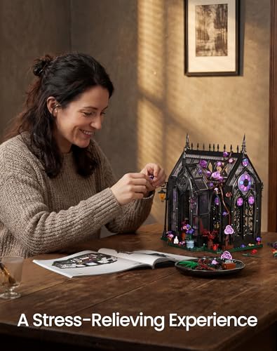 Gothic Greenhouse Building Set with LED Lights, Botanical Garden Brick Kit