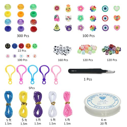 LIS HEGENSA 1000Pcs DIY Childrens Craft Pony Beads Friendship Bracelet Kit - color: colorful