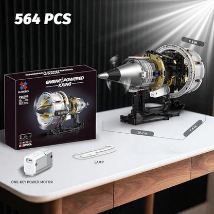 Jet Engine Model Kit that Run App Controlled Building Blocks Set with Motor - size: X-Large