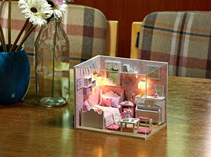DIY Miniature Dollhouse Kits - Wooden Mini Model House with LED Lights, Tiny Furniture & Accessories – Craft Building Kits for Teens & Adults -Sunshine Princess - style: Sunshine Princess