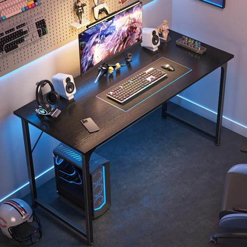 Huuger 48 Inch Office & Gaming Desk with Storage, Modern Simple Design, Large Legroom, Black Metal Frame - color: Black, size: 48inch