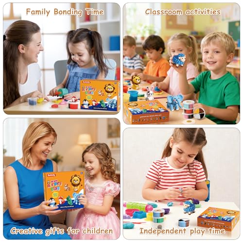 Air Dry Clay Kit for Kids Animal Craft Set 12 Colors - color: Clay animals Kit