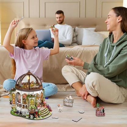 Hanging Garden DIY Miniature House Kit,Wooden Dollhouse with LED for Adults - style: Hanging Garden