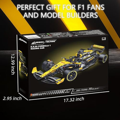 JSINMA Technic F1 RS20 Racing Car Building Kit – 1:8 Scale Collectible Set for Adults, 1650+ PCS Display Model with Realistic Details – DIY Engineering Gift for F1 Fans, Home or Office Display