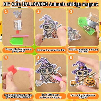 Xuhal 30 Pcs Halloween Diamond Painting Magnets Diamond Art Kits for Adults - color: Halloween