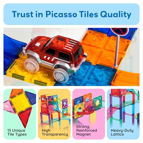PicassoTiles 108 Piece Marble Run Race Track Set with LED Cars STEM Ages 3+ - color: 3-in-1 108pcs
