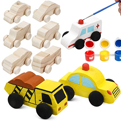 WANTKA 12 Pieces Unfinished Wooden Cars Wood DIY Car Toys Wood Crafts Painting Crafts Kit for Student Easy Woodworking Set Family Activities Arts and Crafts Kit for Kids - color: Style 02