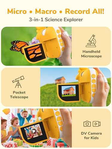 Digital Microscope for Kids - Handheld Pocket 1000X Zoom with 2" Screen Digital Kids Microscope, Portable Compact Body, for Education and Outdoor Activities