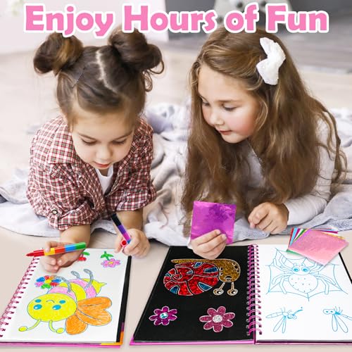 FUNNYB&G Foil Art Craft Kit for Kids, Sparkly Birthday Gift Toy for Girls - style: Insects