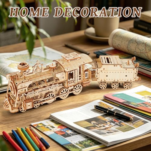 3D Wooden Puzzles for Adults, DIY Steam Train Model Building Kit