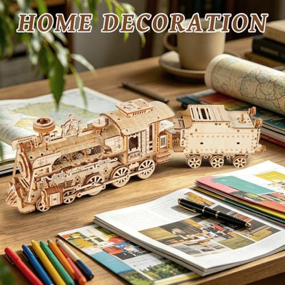 3D Wooden Puzzles for Adults, DIY Steam Train Model Building Kit