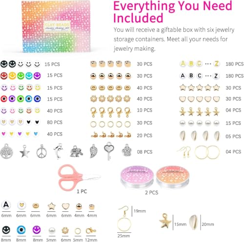 20,000 Pcs Clay Beads Bracelet Making Kit, 120 Colors 6 Boxes Polymer Beads Spacer Heishi Beads & Jewelry Kit with Pendant Charms Elastic Strings, Crafts Gift for Kids Adults - color: Classic 120 Colors