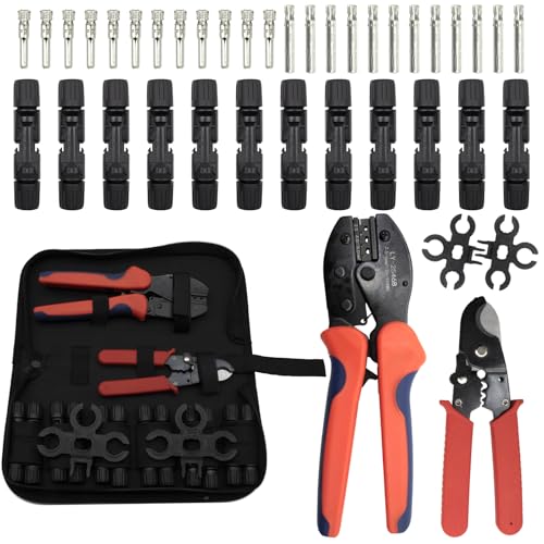 Solar Crimping Tool Kit with 12 Pairs Connectors - color: Mc4-12set-with Iron Scissor