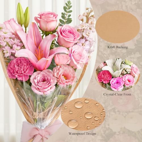 57Pcs Flower Bar Supplies Kit w/ Waterproof Kraft Boquet Bags for Party - color: Beige
