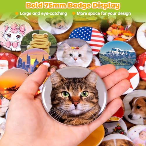 Button Maker Machine 75mm (3 in) Installation-Free, DIY Button Pin Maker Machine, Button Badge Press Machine with Free 100 Sets Button Maker Supplies & Pictures & Circle Cutter - size: Round 75mm (3 inch)