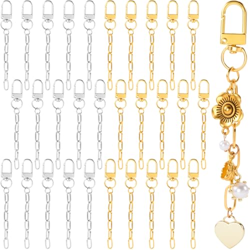 Hzopcw 30pcs Keychain Making Kits for Bag Charm, Gold & Silver - color: A-30pcs-Gold,Silver