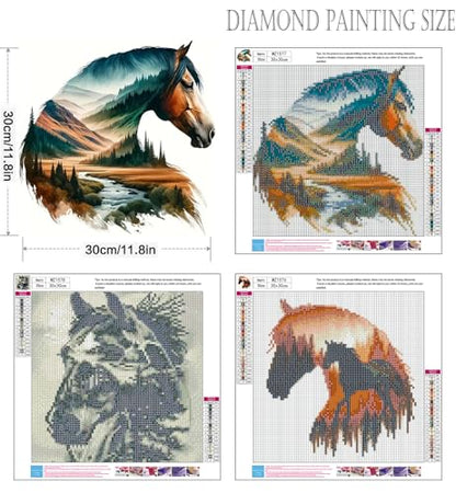 Axquilon 3 Pack Horse Diamond Art Kits for Adults 12x12 inch - color: 3-Pack Horse