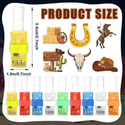 CHUNNIN 36 Pcs Western Cowboy LED Finger Lights Glow in Dark Party Favors - style: Western Cowboy